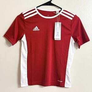 Adidas Entrada Soccer Jersey AEROREADY Red White Short Sleeve Boys Size S New